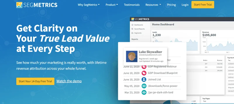 Segmetrics dashboard